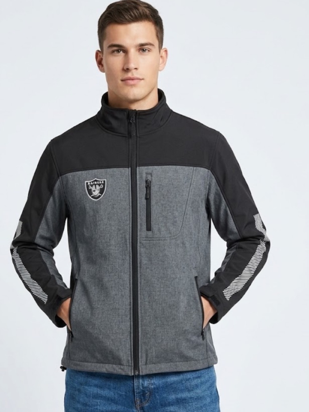 Black Las Vegas Raiders Ultra Game NFL Softshell Full-Zip Jacket - Size Small